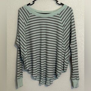 Free People We the Free Striped Flowy Thermal long sleeve top